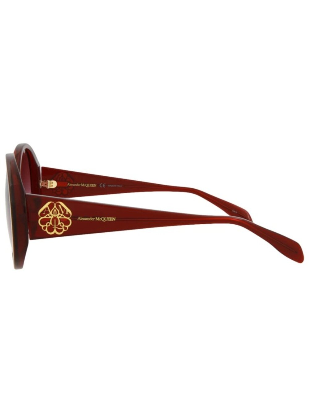 New Alexander McQueen Women's Sunglasses Round Oval Acetate Frame Burgundy Red - Picture 3 of 4